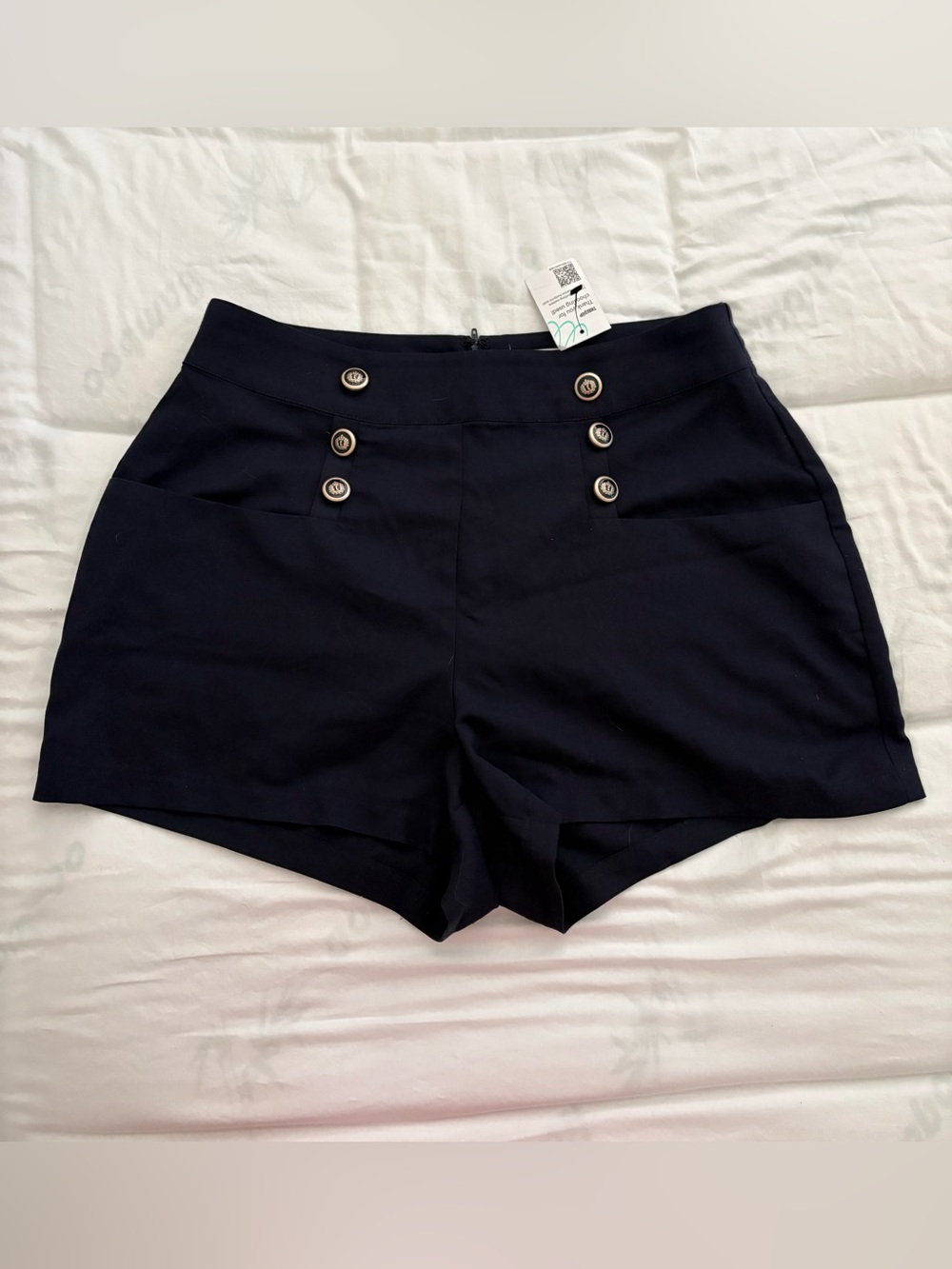 Unique vintage High-Waist Navy Sailor Button Women's Shorts